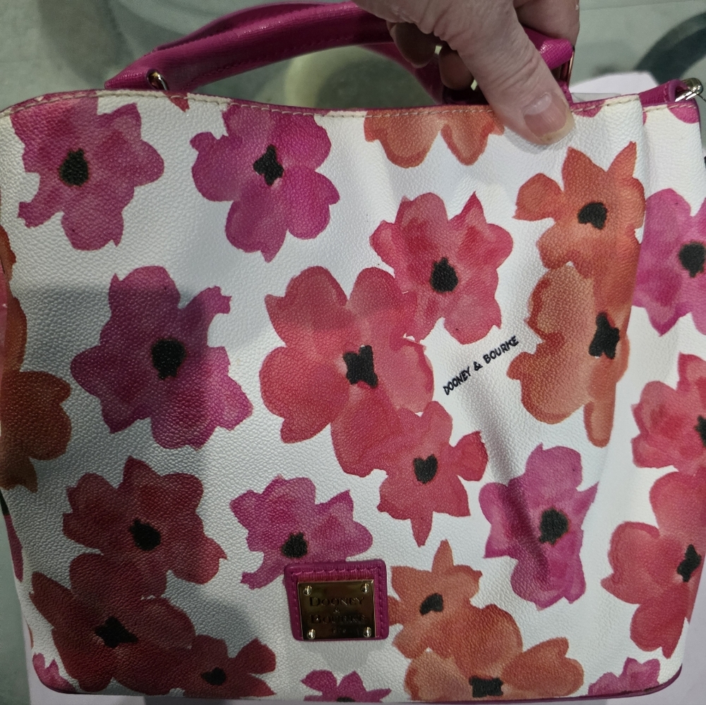 New Dooney & Bourke Pink and Orange Floral Top-Handle Tote